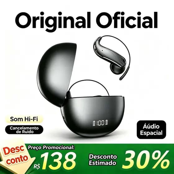 Fones de ouvido Fone Hancdon OWS Bluetooth 6.1, 6g Ultra Leve, ACS 360, Redução de Ruído, Sem Dor, Sem Vazamento