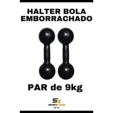 Par Halter Bola 09 KG Emborrachado Academia Fitness Crossfit GYM