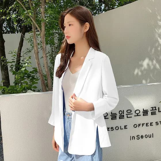 Outono novo estilo feminino jaqueta Casual chiffon pequeno terno jaqueta feminina 2024 moda chiffon terno
