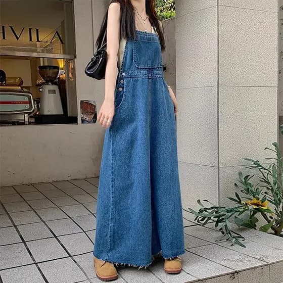 Idade-reduzindo temperamento Denim cinta saia longa feminina 2024 verão novo estilo tamanho grande gordura mm mais magro