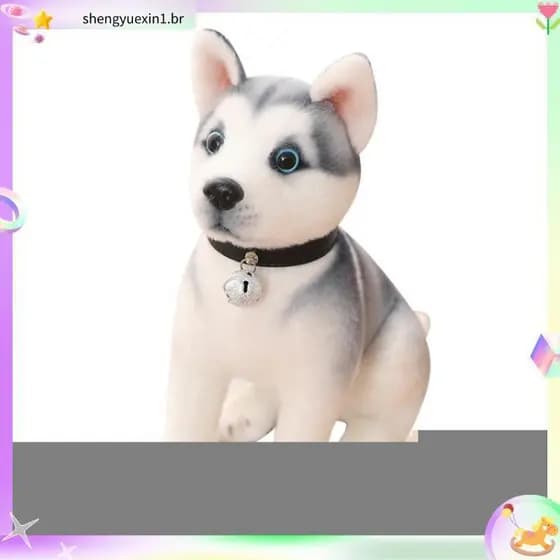 Cachorro De Pelúcia De Husky Simulado Cachorrinho Deitado Boneco De Brinquedo