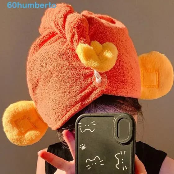 HUMBERTO 2 Peças De Boné God of Wealth , Touca De Secagem De Cabelo Super Absorvente De Lã Coral Toalha Grossa Kawaii