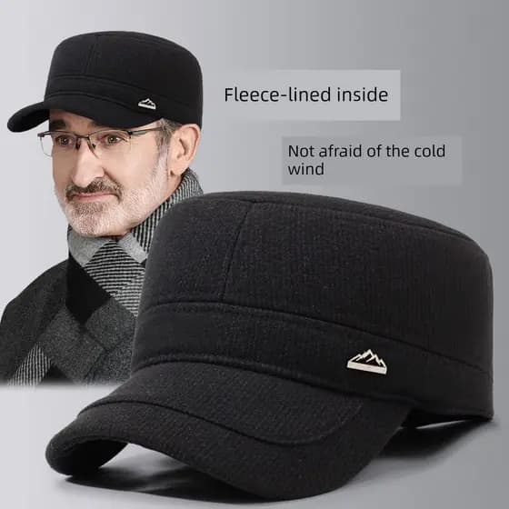 boné masculino boné Chapéu de homem velho masculino inverno selo completo chapéu de topo plano boné de pai outono inve
