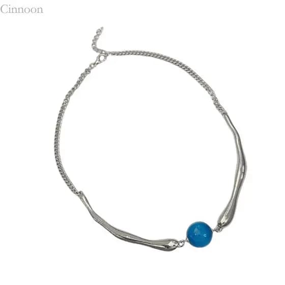 CINN Trendy Blue Bead Colar Estilo Mecânico Joias Acessórios Femininos Da Moda
