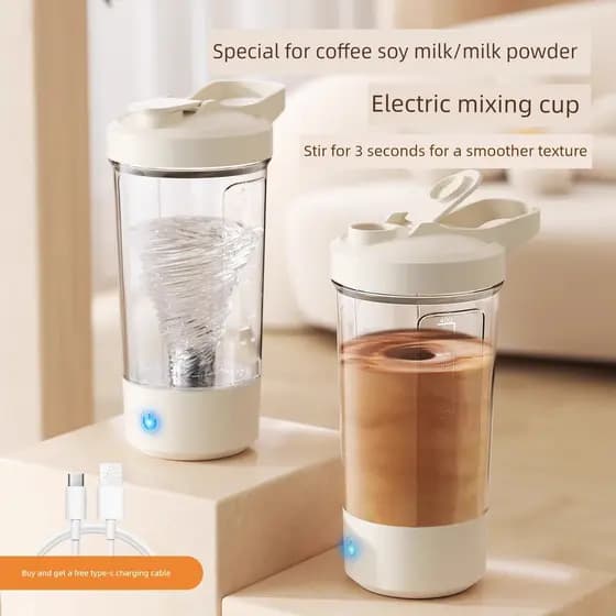 Copo liquidificador elétrico 2025 novo estilo totalmente automático recarregável café leite de soja em pó proteína Shake