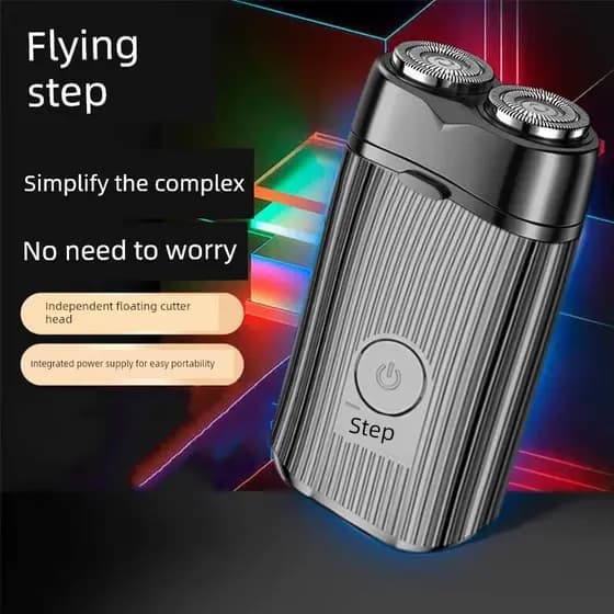 Barbeador elétrico USB recarregável voando passo navalha anel duplo barbeador elétrico flutuante barba carro novo estilo