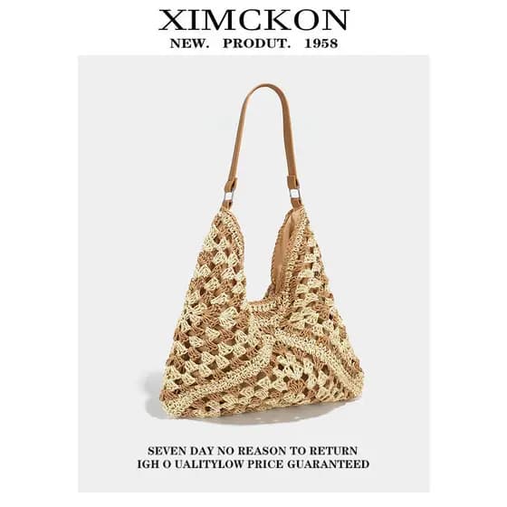 Bolsa bolsa transversal feminino XIMCKON Bolsa Tote de palha com textura Premium feminina 2026 novo estilo de grande cap
