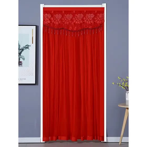 Cortina de porta de casamento sem perfuração festiva grande cortina de gaze vermelha cortina suspensa quarto impervo Ant