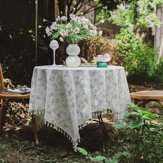 Toalha de mesa pequena fresca estilo ins flor de cravo Floral Pastoral algodão linho pano de mesa de café decoração core