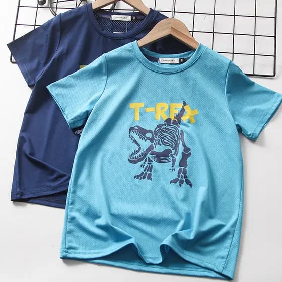 Crianças roupas infantis verão meninos verão manga curta topos esportes infantis de secagem rápida camisetas de manga cu