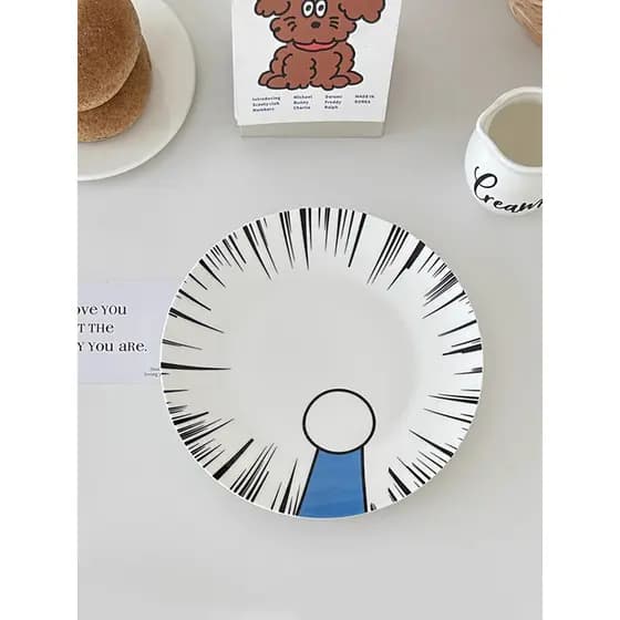 XEMO Tinkerbell placa de cerâmica prato doméstico criativo prato de café da manhã bonito conjunto de talheres de cerâmic