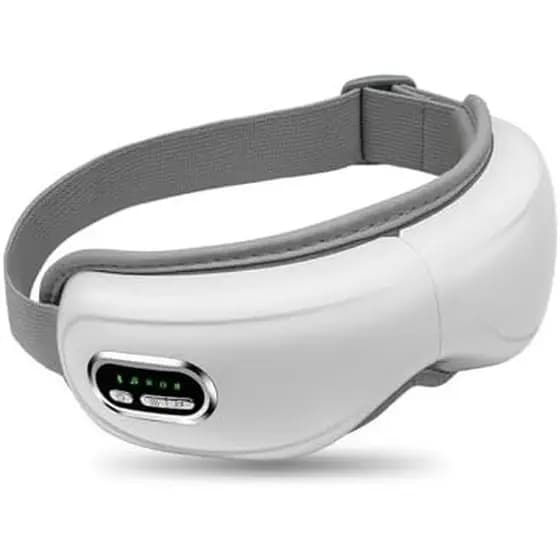 Massageador de olhos com aquecimento, presente musical para cuidados com os olhos Bluetooth, 5 modos de massagem e 180°