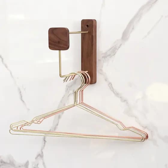Cabide de parede de nogueira preta, cabide de armazenamento para quarto, rack de armazenamento simples para pendurar rou