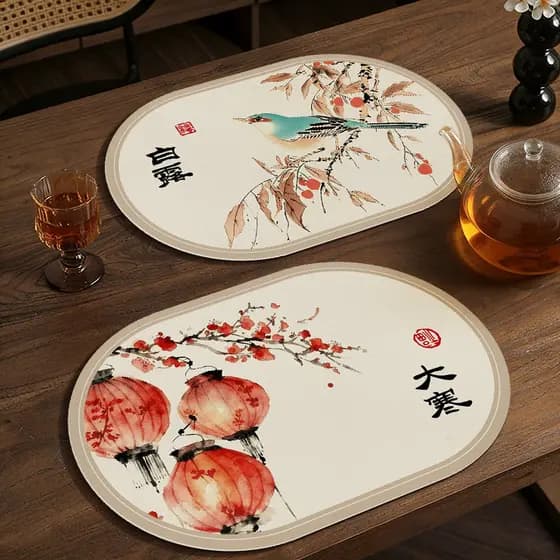 Novo tapete de mesa chinês toalha de mesa descartável à prova de óleo à prova d'água sensação de alta qualidade tapete d