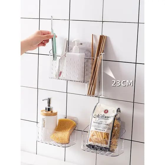 Zona confortável cozinha prateleira sem perfuração ventosa Rack de armazenamento fixado na parede caixa de armazenamento