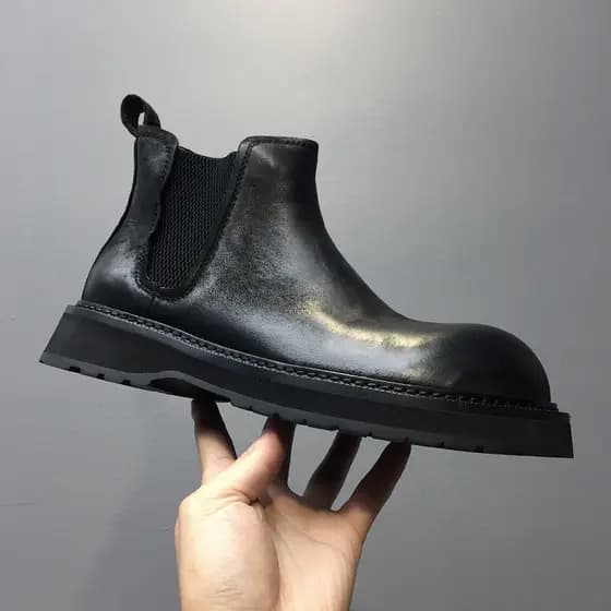 Botas Chelsea Botas curtas masculinas de lã quente sapatos masculinos estilo britânico botas Cargo de couro genuíno mang