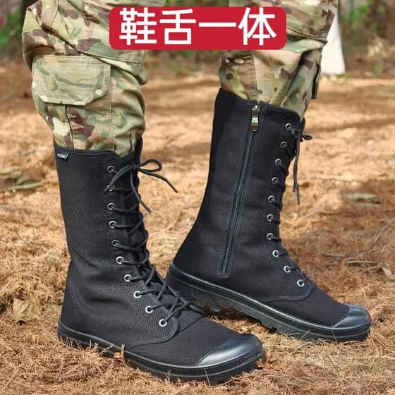 Botas gerais externas integradas com língua, botas Martin de lona de cano alto masculinas, botas respiráveis de cano alt