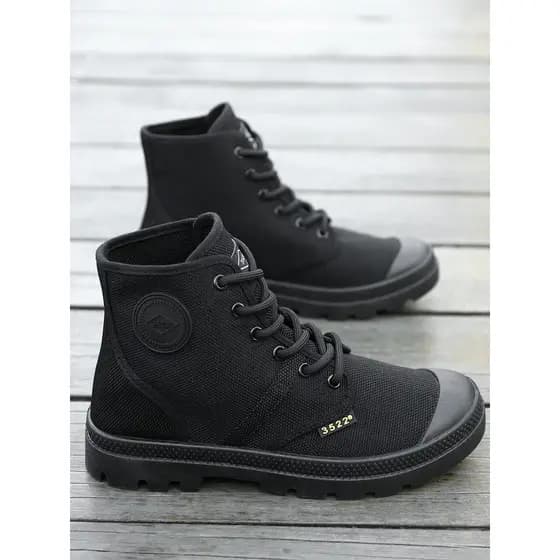 Sapatos de lona de cano alto masculinos ao ar livre botas de trabalho casuais botas Martin de cano curto respirável resi