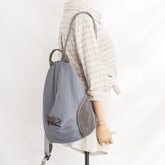 King e Rika Oxford Pano Mochila Feminina À Prova D 'Água Único Nylon com Couro Genuíno Bolsa Feminina Novo Estilo All-Ma