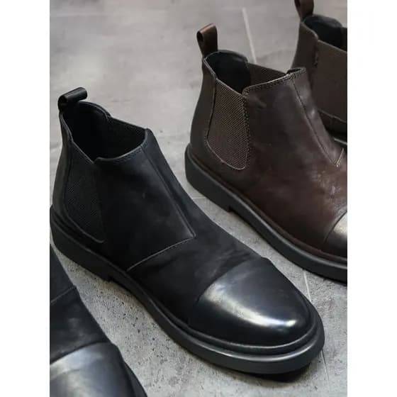 Chelsea botas masculinas botas curtas 2025 outono inverno botas britânicas Retro Martin botas camada superior sapatos de