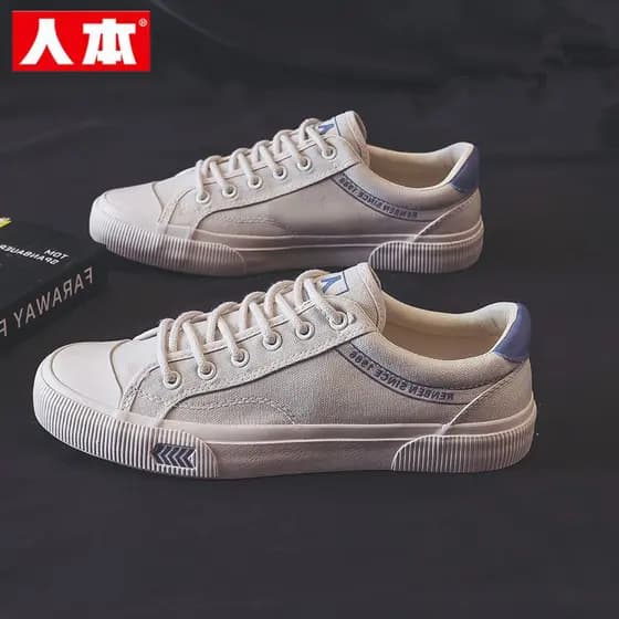 Sapatos de lona humana masculino 2026 primavera novo estilo respirável tênis casuais masculinos bege sapatos esportivos