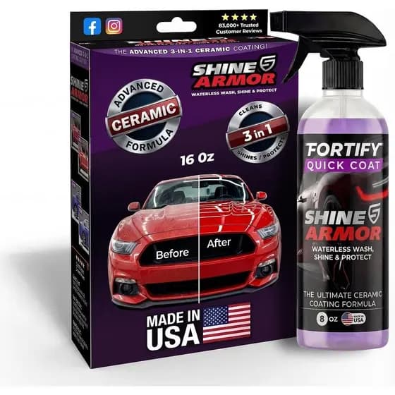 SHINE OR Fortify Quick Coat: Spray de Detalhamento Completo 3 em 1 - Cera Automotiva, Lavagem sem Água e Revestimento Ce