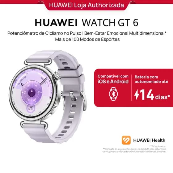 HUAWEI WATCH GT 6 41mm, Smartwatch Relógio Digital, Wrist Cycling Potentiometer, GPS Integrado