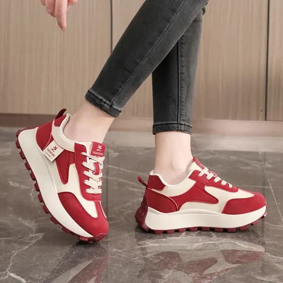 Sapatos sola coreana faculdade 2026 placa fina Casual outono primavera altura crescente sapatos yb2f28 respirável branco