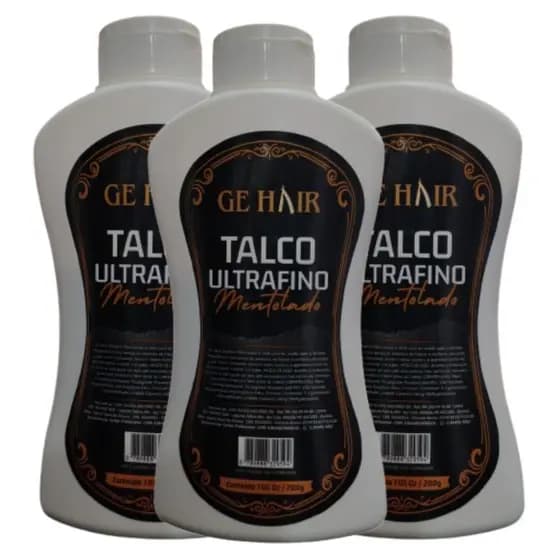 Kit 3 Talco Mentolado Ultrafino Ge Hair 200g Barbeiro Profissional Envio Imediato