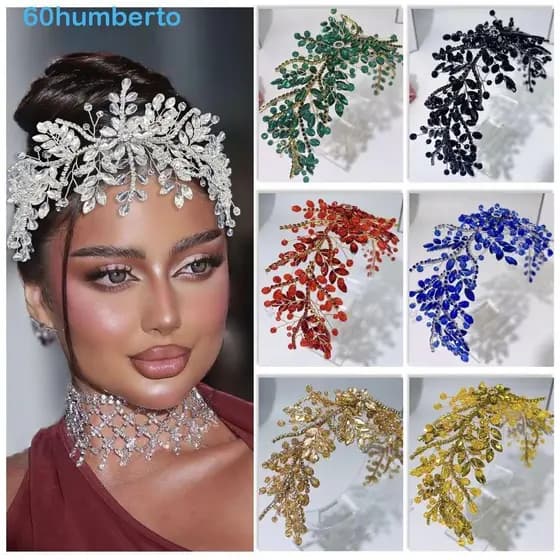 HUMBERTO Tiara De Casamento , Tiaras De Coroa De Noiva Com Design De Folhas Feitas À Mão Cristal