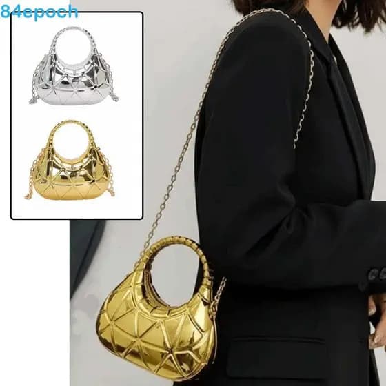 Bolsa Lunar De Alto Brilho BREPOCH , Silhueta Minimalista , Construção Sólida , Embreagem Crescente Metálica