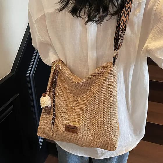 bolsa transversal feminino bolsa feminina Verão Popular tecido balde saco feminino 2025 novo estilo All-Match Casual pra