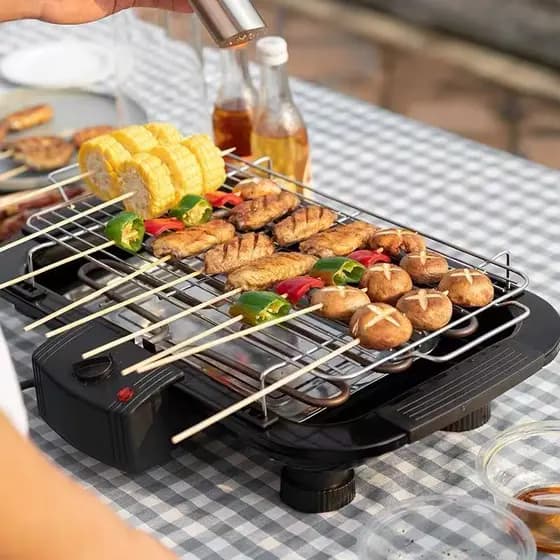1800w Churrasqueira Elétrica De Mesa Bbq Show 110V Com controle de temperatura, bandeja anti-fumaça e grelha removível