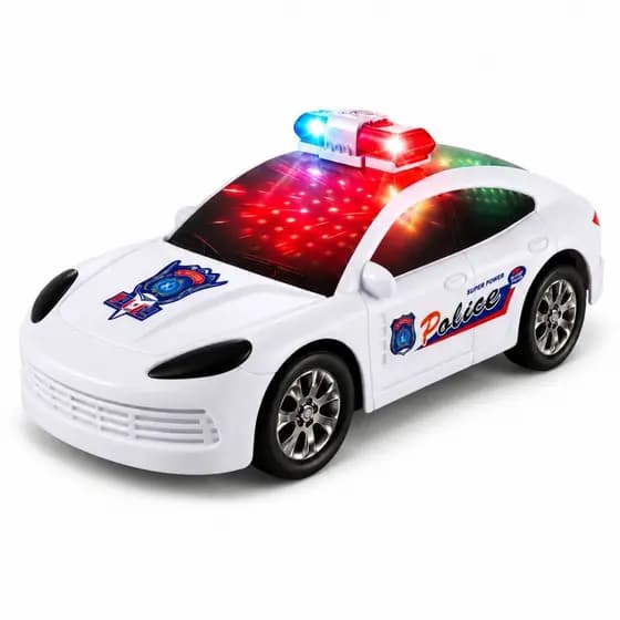 Carro de Policia Brinquedo para Menino Sirene Música 3D Luz Bate E Volta