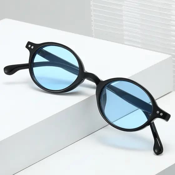 2 pares de óculos de sol ovais pequenos retrô, rebites de Designer, óculos de sol femininos com concha de tartaruga azul