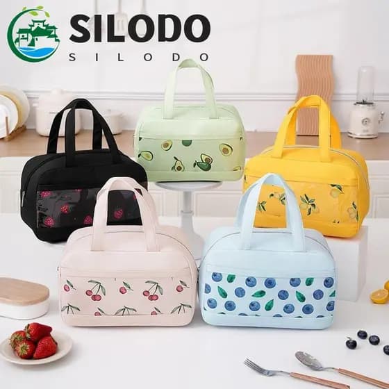 Saco De Almoço Impresso De Frutas SILODO , Térmico Isolado De Grande Capacidade À Prova De Vazamentos , Com Zíper