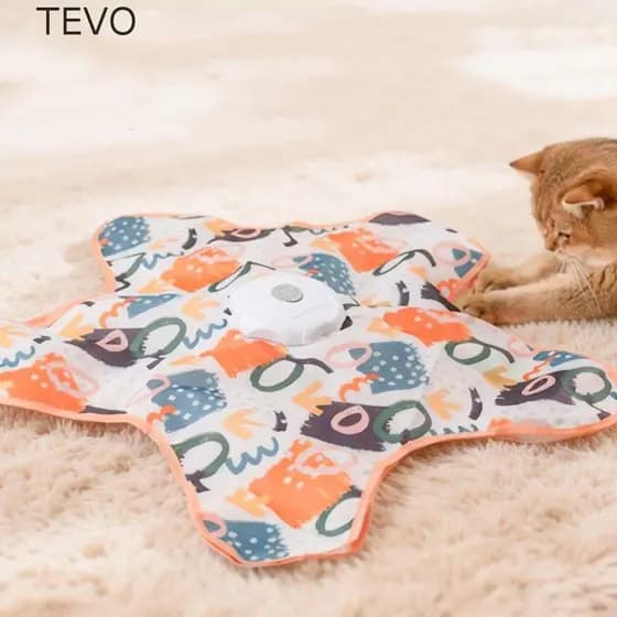 Brinquedo TEVO Cat Hide and Seek , Interativo Para Gatos Com Sensor De Movimento De Disco Giratório Automático , Penas E