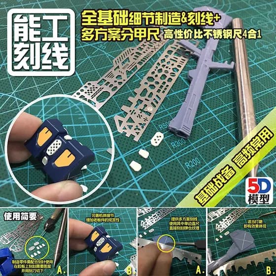 5D Allison Gundam modelo ferramenta dedicada 4 em 1 produção de detalhes básicos completos + linha de gravação unhas div