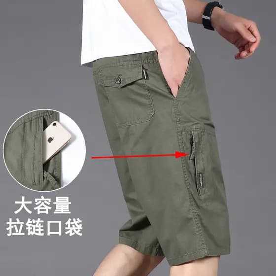 Shorts casuais masculinos de meia-idade, macacão de cor sólida, calças cortadas de algodão puro, verão, calças médias fi