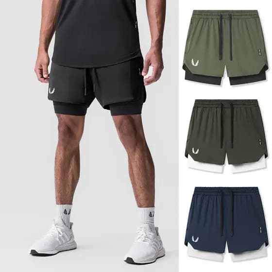 ASRV American Sports Shorts Masculino Forro de Camada Dupla Calças de Basquete de Secagem Rápida Alta Elástica Skinny Tr