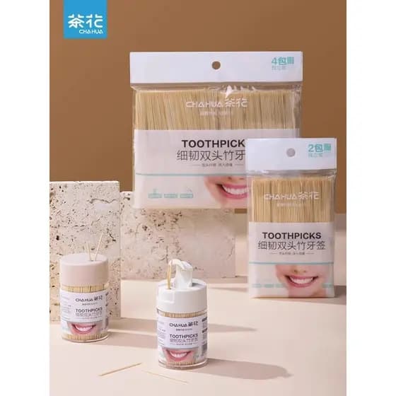 Palitos de camélia descartáveis, palitos de bambu, ferramenta útil para palito doméstico, ultrafino, duas cabeças, caixa