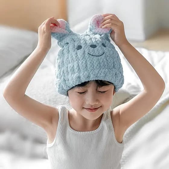 Touca de secagem de cabelo infantil, Super secagem rápida, absorvente, fofa, meninas, touca de banho espessada, 2026, no