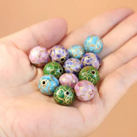 Pequim Cloisonne contas de cobre pneu filigrana esmalte polido Real contas soltas pulseira diy espaçador grânulo acessór