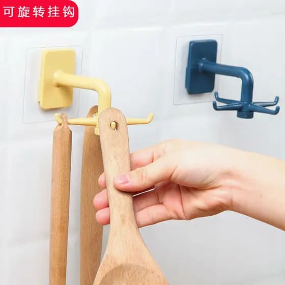 Gancho giratório de cozinha, espátula, colher, cabide de parede, rack de armazenamento multifuncional, sem perfuração, s
