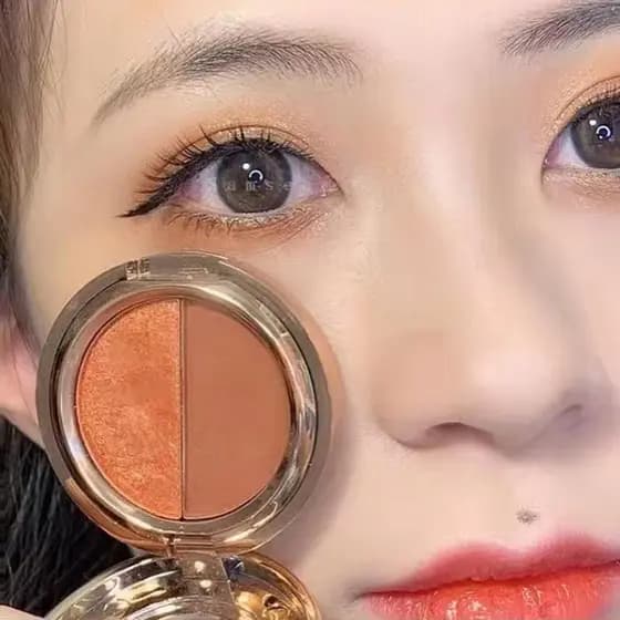 Sombra de cor terra fosca perolada abóbora paleta de sombras de duas cores formando um toque paleta de sombras preguiços