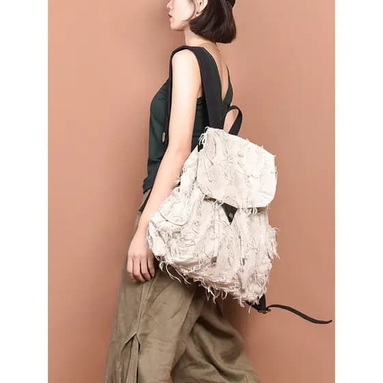 2026 Mochila exclusiva feminina estilo arte de verão retrô mochila Casual preguiçosa mochila de viagem leve