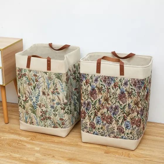 Cesta de roupas sujas estilo japonês, cesta de armazenamento de roupas de tecido, cesta de armazenamento de roupas sujas
