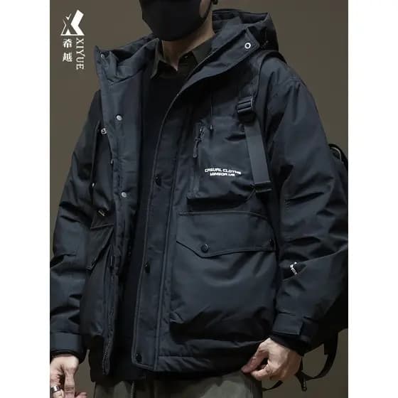 Novo padrão nacional cinza pato para baixo jaqueta masculina inverno solto tamanho grande mais gordura mais novo estilo