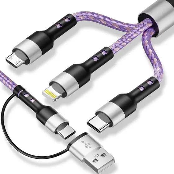 Essenciais de Viagem, Cabo de Carregamento Múltiplo 3 em 2 USB C para iPhone 17, Cabo Carregador Múltiplo com Conectores