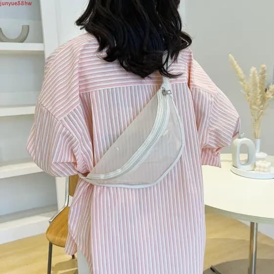 JUNYUE Bolsa De Peito Em Pvc , Ombro Com Zíper Cintura Transparente Mensagem Banana , Pacote